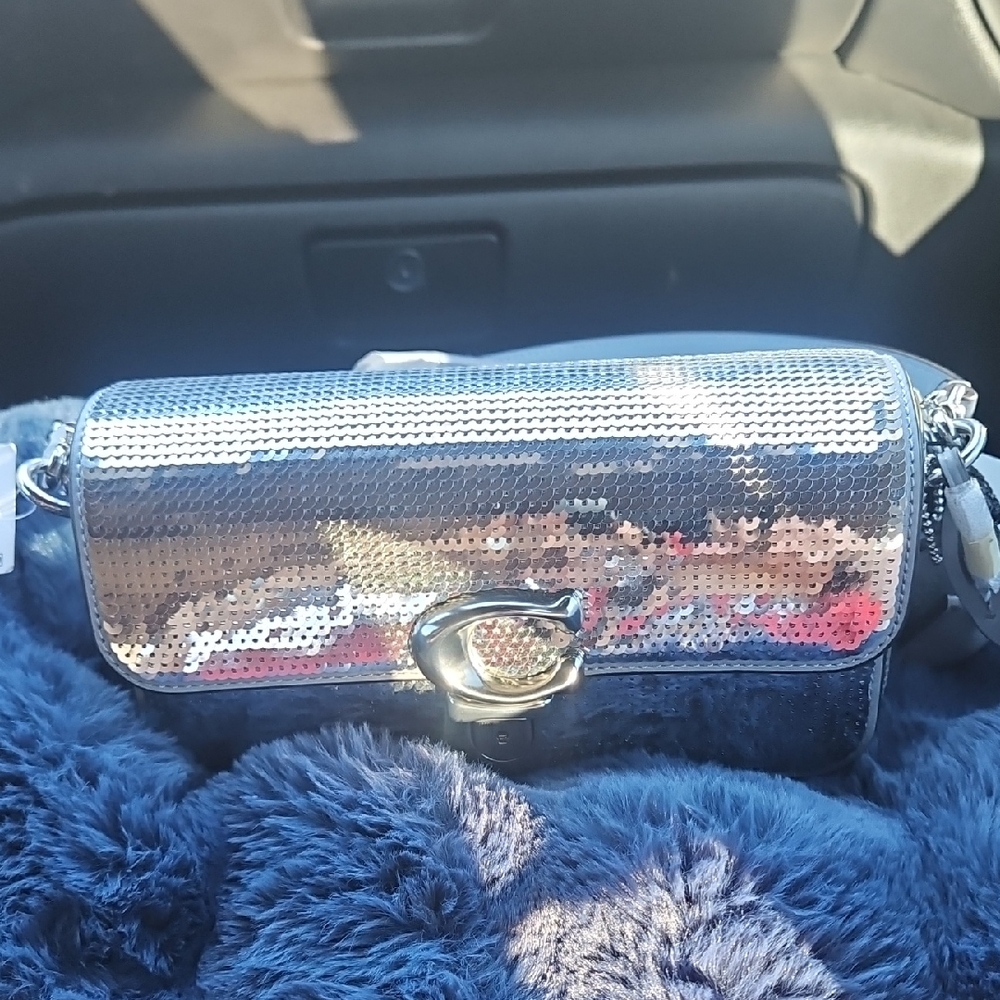 Coach Silver Sequin Clutch - image 1